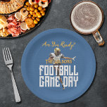 Assiettes En Carton Jeu sur le joueur de football sur le bleu<br><div class="desc">Jeu de football journée personnalisées plaques de papier de fête super fans adoreront mettre en vedette un joueur de football sur un arrière - plan bleu. Parfait pour le grand jeu,  que ce soit au lycée,  l'université ou les pros. CORRESPONDANCE d'objets dans notre collection.</div>