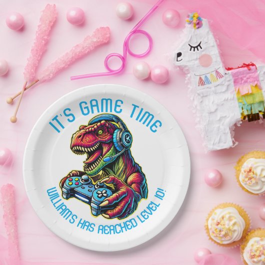 Assiettes En Carton Jeu Vidéo Dinosaur Jeu Anniversaire (Fête)