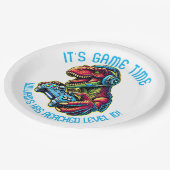 Assiettes En Carton Jeu Vidéo Dinosaur Jeu Anniversaire (Angle)