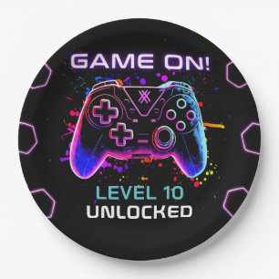 Assiettes En Carton Jeu vidéo fête d'anniversaire