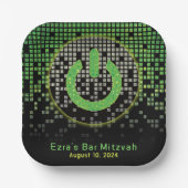 Assiettes En Carton Jeu vidéo noir vert Gamer Bar Mitzvah (Recto)