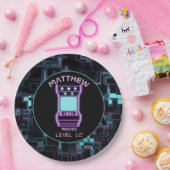 Assiettes En Carton Jeu vidéo Pink and Blue Retro Arcade (Fête)