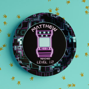 Assiettes En Carton Jeu vidéo Pink and Blue Retro Arcade