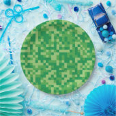 Assiettes En Carton Jeu Vidéo Pixellée Vert Anniversaire (Fête)