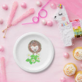 Assiettes En Carton Jeune Hérisson et Fleurs de fraises sauvages (Fête)