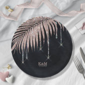 Assiettes En Carton Jewel Palm Leaf Mariage Rose Gold/Nuit ID830