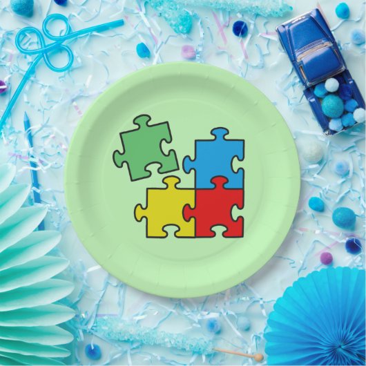 Assiettes En Carton Jigsaw Puzzle Pièces Design Plaques de papier (Fête)