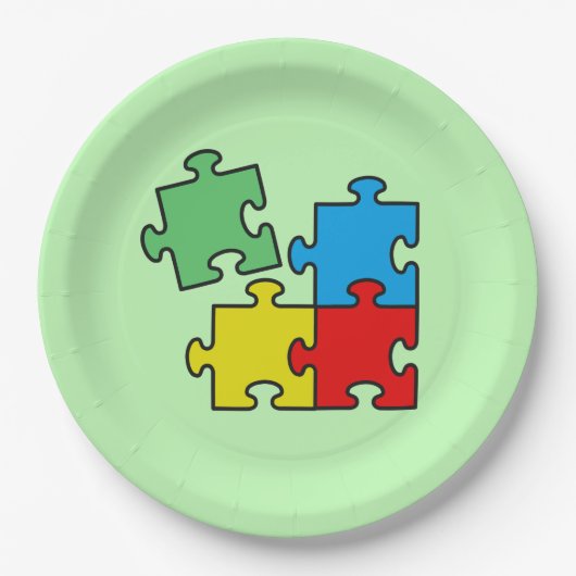 Assiettes En Carton Jigsaw Puzzle Pièces Design Plaques de papier (Devant)