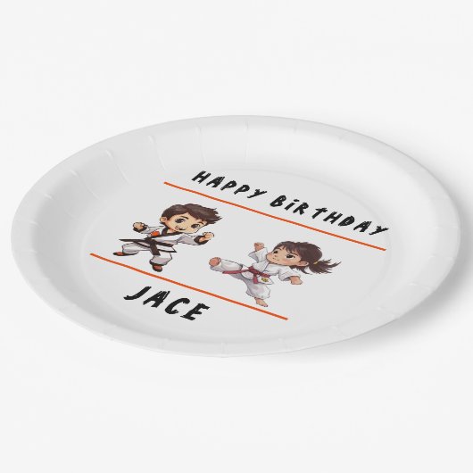 Assiettes En Carton Jiu Jitsu Champ fête d'anniversaire (Angle)