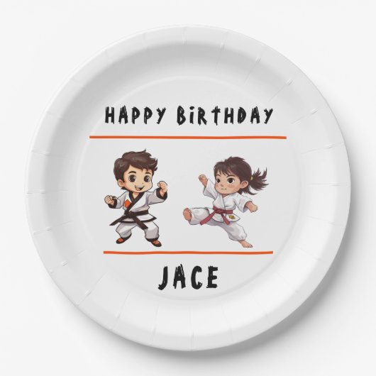 Assiettes En Carton Jiu Jitsu Champ fête d'anniversaire (Devant)