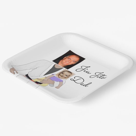 Assiettes En Carton Jiu Jitsu Dad Custom Photos and Handwritten Text (Angulaire)