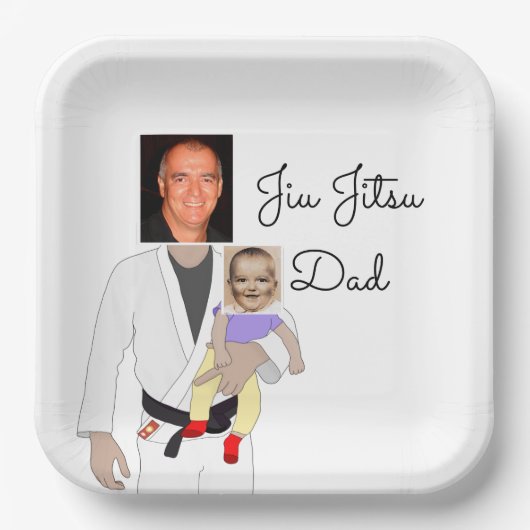 Assiettes En Carton Jiu Jitsu Dad Custom Photos and Handwritten Text (Recto)