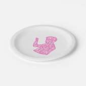 Assiettes En Carton JJ's silhouette ménagère citation en rose pastel (Angle)