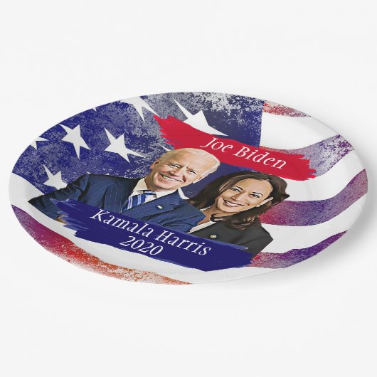 Assiettes En Carton Joe Biden et Kamala Harris 2020 Party (Angle)