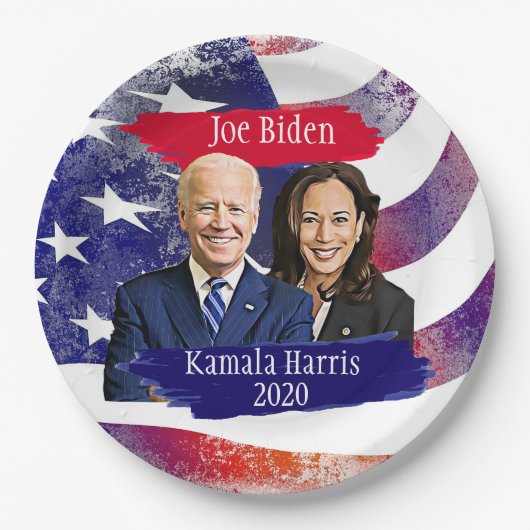 Assiettes En Carton Joe Biden et Kamala Harris 2020 Party (Devant)