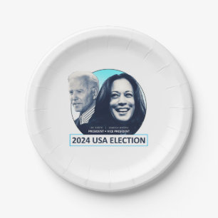 Assiettes En Carton Joe Biden et Kamala Harris ÉLECTION 2024 USA
