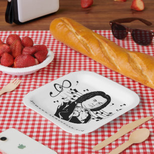 Assiettes En Carton Johann Sebastian Bach Portrait et buste avec notes