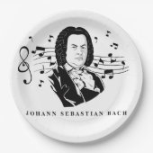 Assiettes En Carton Johann Sebastian Bach Portrait et buste avec notes (Devant)