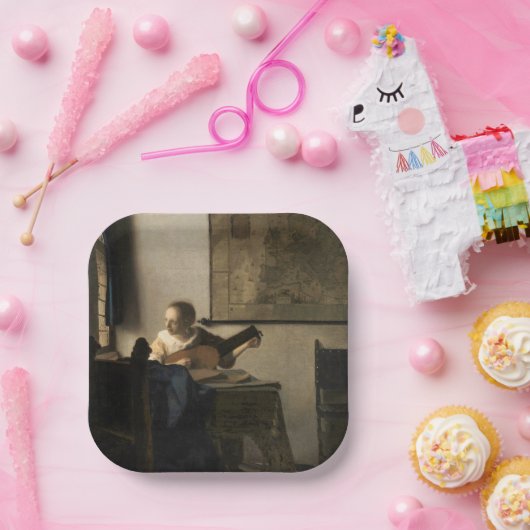 Assiettes En Carton Johannes Vermeer - Jeune femme avec un trait (Fête)