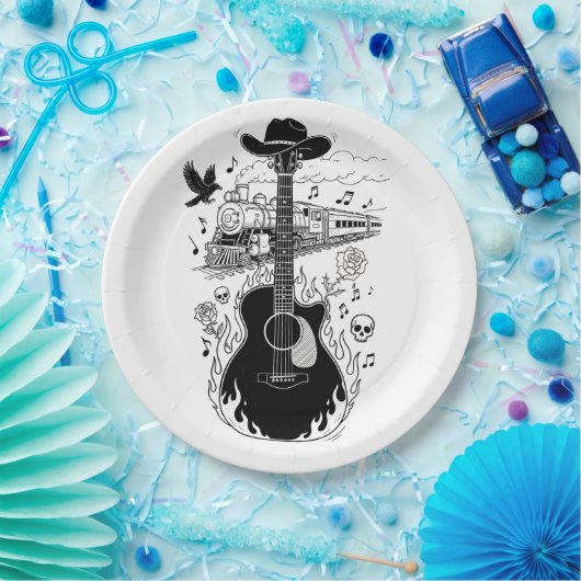 Assiettes En Carton Johnny Cash Theme Plates (Fête)