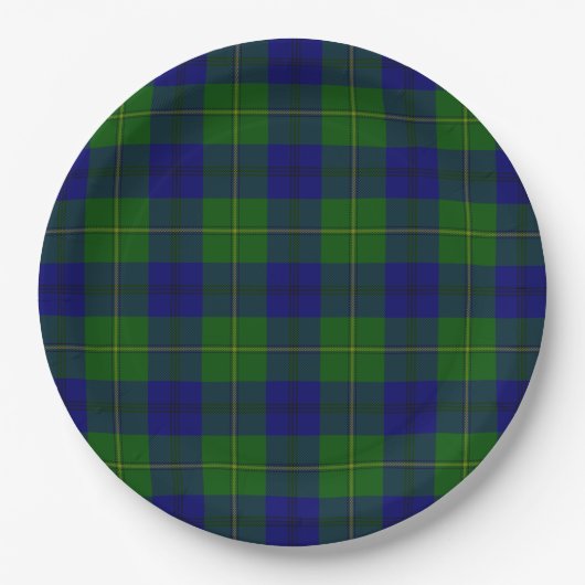 Assiettes En Carton Johnstone tartan bleu vert plaid (Devant)