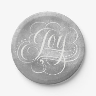 Assiettes En Carton Joie au Faux de luxe de Noël d'aluminium argenté