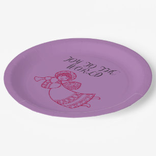 Assiettes En Carton Joie au monde avec Jubliant Angel Outline Rouge