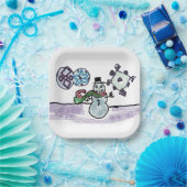 Assiettes En Carton Joie de neige (Fête)