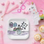 Assiettes En Carton Joie de neige (Fête)