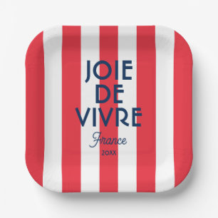 Assiettes En Carton Joie De Vivre France Red Cabana Stripe Français