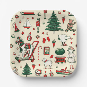 Assiettes En Carton Joie Jouets Vintages Noël Arbre Cheval