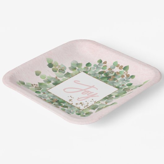 Assiettes En Carton Joie Moderne Eucalyptus Gold Parties scintillant P (Angulaire)