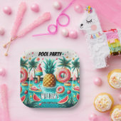 Assiettes En Carton Joignez-vous garçon water blue Cool Pool Party 13e (Fête)