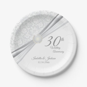 Assiettes En Carton Joli 30e Mariage Pearl Anniversaire design