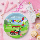 Assiettes En Carton Joli 4e anniversaire Red Golf Cart Boy's (Fête)
