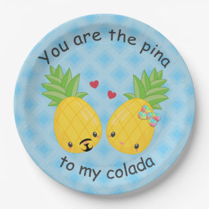 Assiettes En Carton Joli ananas Tropical Pina Colada Romantique