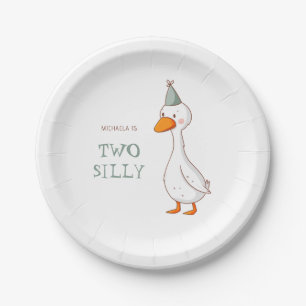 Assiettes En Carton Joli Anniversaire Deux Oies Idiotes Vert Sauge