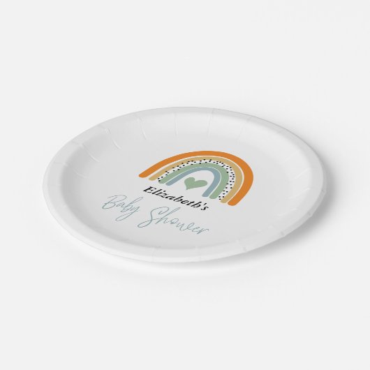 Assiettes En Carton Joli arc-en-ciel avec Baby shower Heart Boy (Angle)