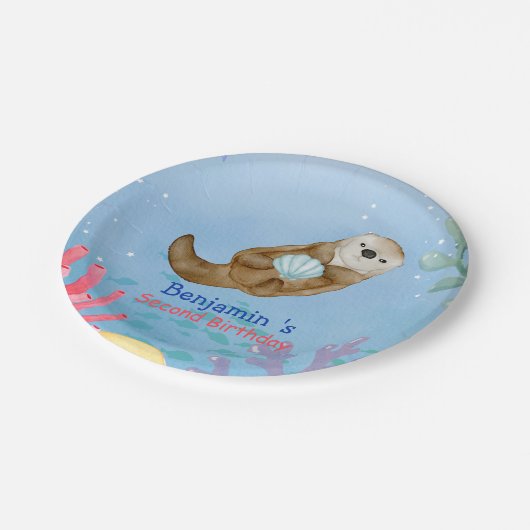 Assiettes En Carton Joli arc-en-ciel Otter Scallops fête d'anniversair (Angle)