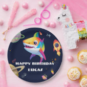Assiettes En Carton Joli arc-en-ciel Shark Galaxy Rocket fête d'annive (Fête)
