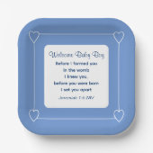 Assiettes En Carton Joli Baby shower Bible Verse Bleu rayé (Recto)