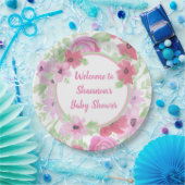 Assiettes En Carton Joli Baby shower d'aquarelle rose (Fête)