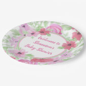 Assiettes En Carton Joli Baby shower d'aquarelle rose (Angle)