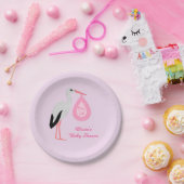 Assiettes En Carton Joli Baby shower de cigogne fille rose sur mesure (Fête)