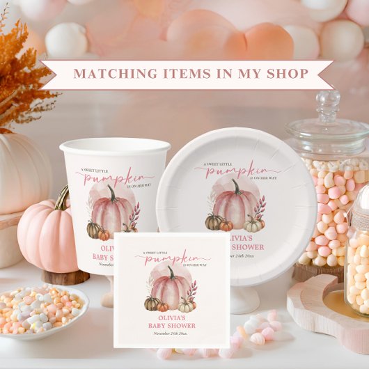 Assiettes En Carton Joli Baby shower de fille Citrouille rose