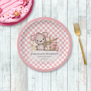 Assiettes En Carton Joli Baby shower de pique-nique Teddy Bear Brown