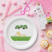 Assiettes En Carton Joli Baby shower de poussins pour bébé jaune (Fête)