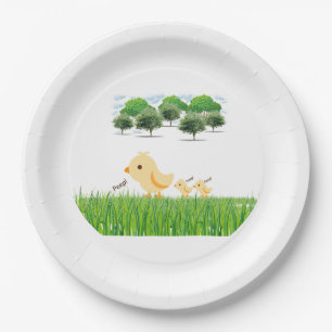 Assiettes En Carton Joli Baby shower de poussins pour bébé jaune