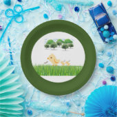 Assiettes En Carton Joli Baby shower de poussins pour bébé jaune (Fête)