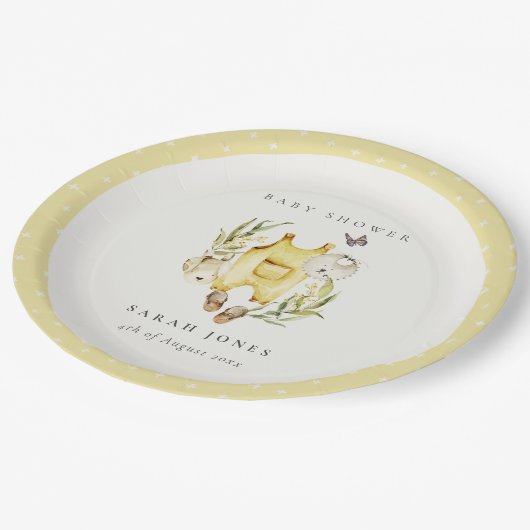 Assiettes En Carton Joli Baby shower en feuillage jaune Vêtements (Angle)